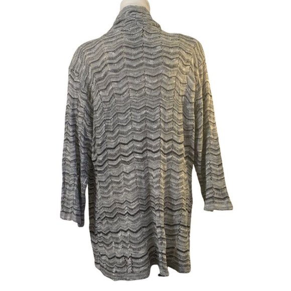 RQT Cardigan Sweater Womens Plus Size 2X Gray Black Light Knit Open Front Fine D - Picture 6 of 10